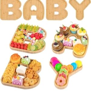3 Pcs Wood Baby Charcuterie Board Letters, Fillable Letter Trays B O Y for Baby